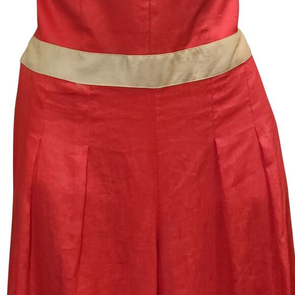 Luxe Linen Strapless Open Back Jump Suit-Wide Leg-NWT-Resortwear-Coastal Chic-L - Picture 4 of 13